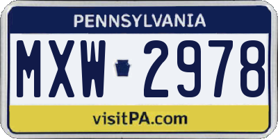 PA license plate MXW2978