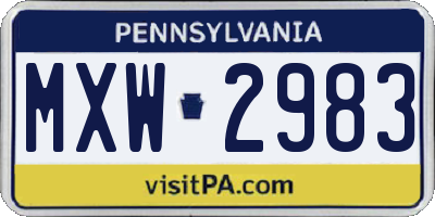 PA license plate MXW2983