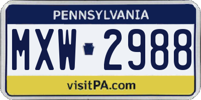 PA license plate MXW2988