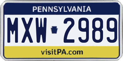 PA license plate MXW2989