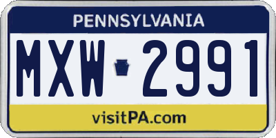 PA license plate MXW2991