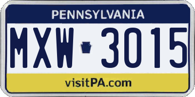 PA license plate MXW3015