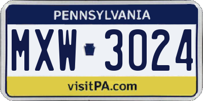 PA license plate MXW3024