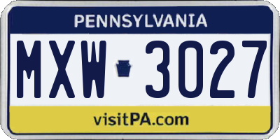 PA license plate MXW3027