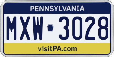 PA license plate MXW3028
