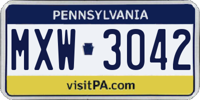 PA license plate MXW3042