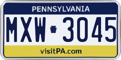 PA license plate MXW3045