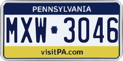 PA license plate MXW3046