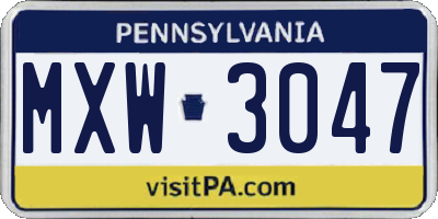 PA license plate MXW3047