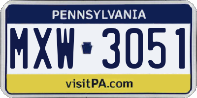 PA license plate MXW3051