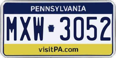 PA license plate MXW3052
