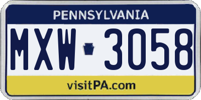 PA license plate MXW3058