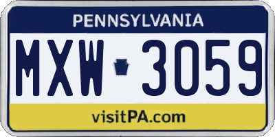 PA license plate MXW3059
