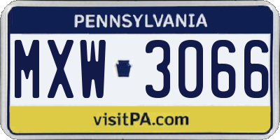 PA license plate MXW3066