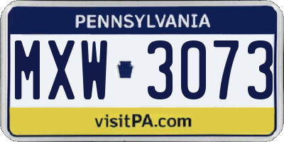 PA license plate MXW3073