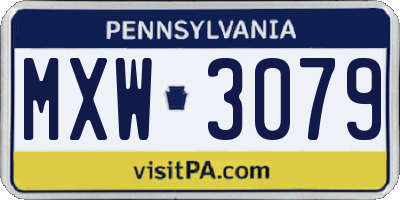 PA license plate MXW3079