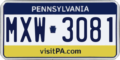 PA license plate MXW3081