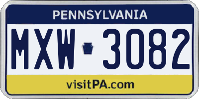 PA license plate MXW3082