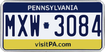 PA license plate MXW3084