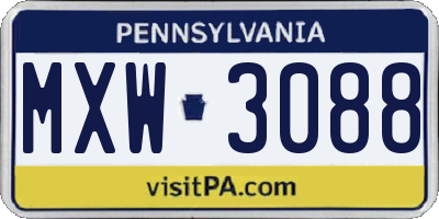 PA license plate MXW3088