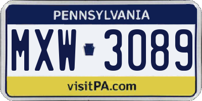 PA license plate MXW3089