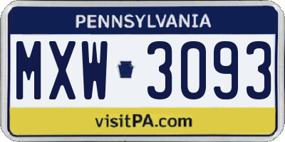 PA license plate MXW3093