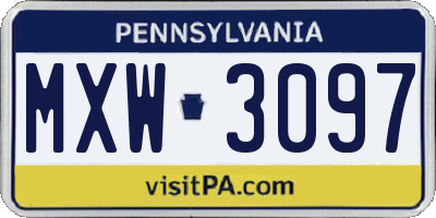 PA license plate MXW3097