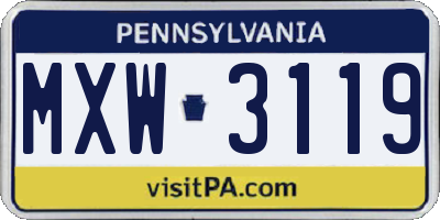 PA license plate MXW3119