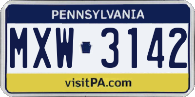 PA license plate MXW3142