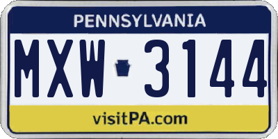 PA license plate MXW3144