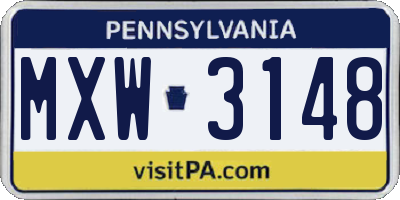 PA license plate MXW3148