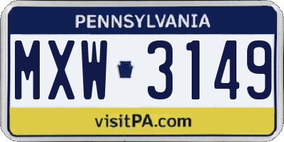 PA license plate MXW3149