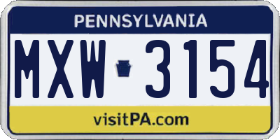PA license plate MXW3154