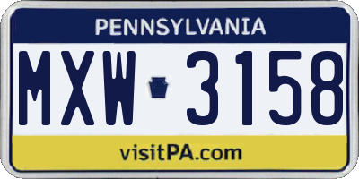 PA license plate MXW3158