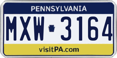 PA license plate MXW3164