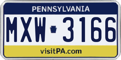 PA license plate MXW3166