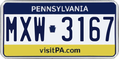 PA license plate MXW3167