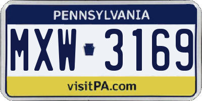 PA license plate MXW3169