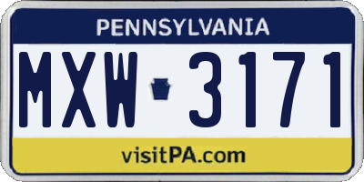 PA license plate MXW3171