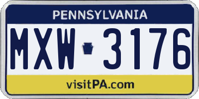 PA license plate MXW3176