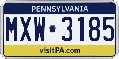 PA license plate MXW3185