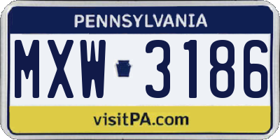 PA license plate MXW3186