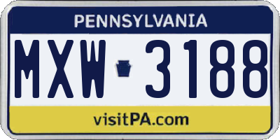 PA license plate MXW3188