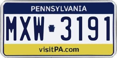 PA license plate MXW3191