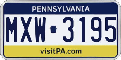 PA license plate MXW3195