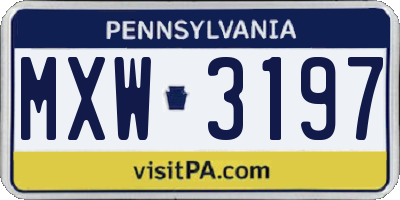 PA license plate MXW3197