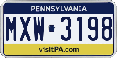 PA license plate MXW3198