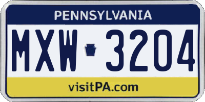 PA license plate MXW3204