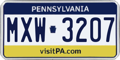 PA license plate MXW3207