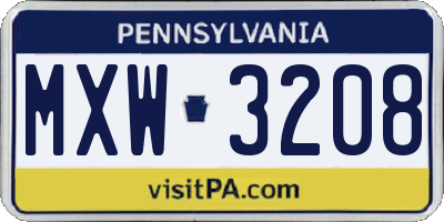 PA license plate MXW3208